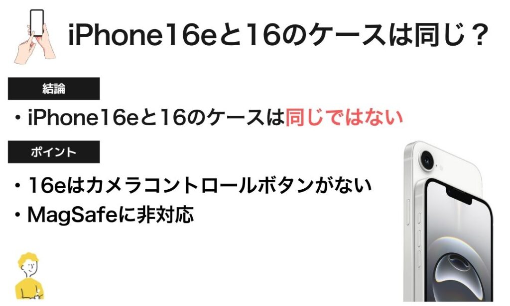 図解：iPhone16eと16のケースは同じ？