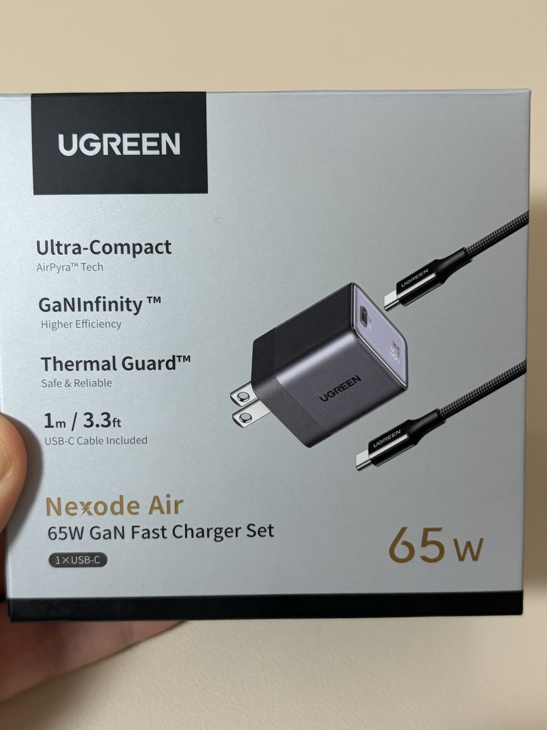 UGREEN Nexode Air 65W GaN Fast Charger Setのパッケージ表