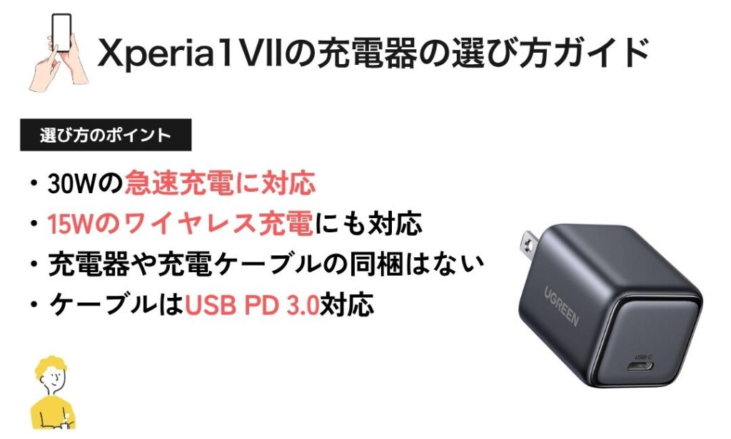 図解:Xperia1 VIIのおすすめ充電器の選び方